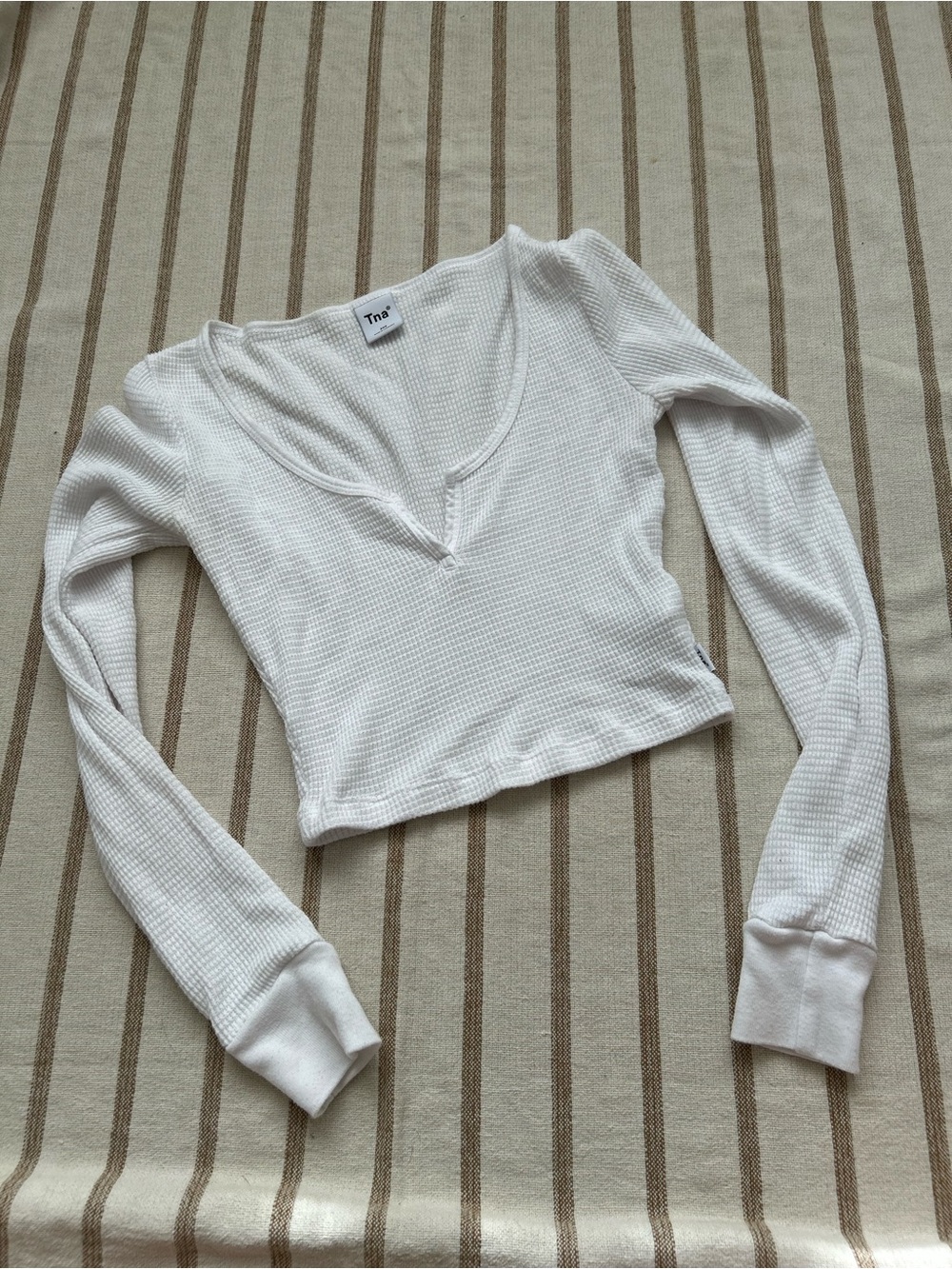 Tna White Waffle Crop Top